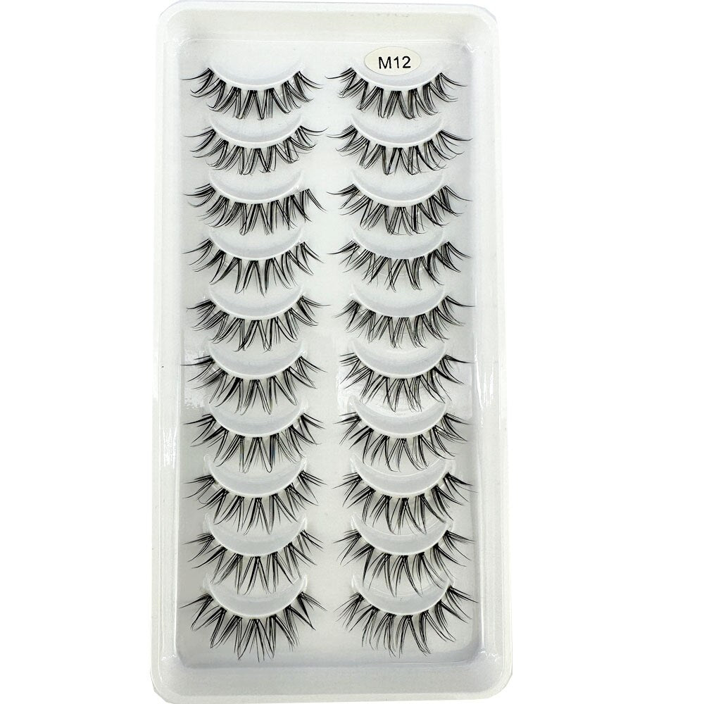 10pairs Mink Eyelashes Invisible Band Lash Extension Natural False Eyelashes Cross Cluster Fairy 3D Faux Big Eye Long Fake Lashes