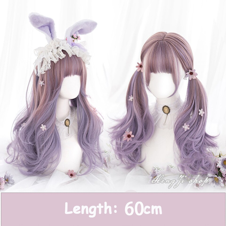 Synthetic Long Wavy Women Light Pink Gradient Mixed Color Lolita Cosplay Heat Resistant Party Wig
