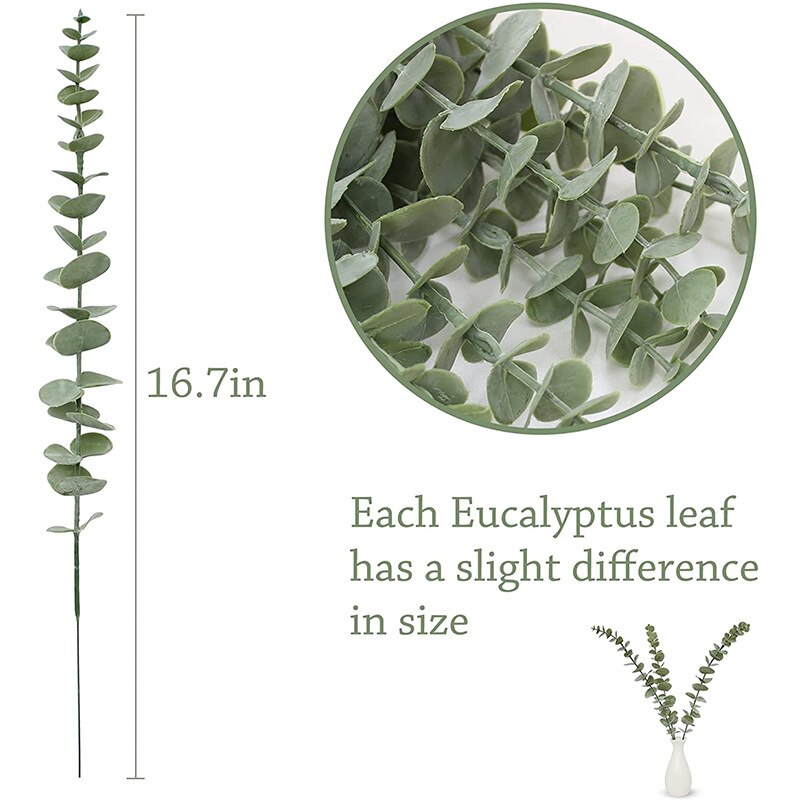 6/12/18 Pcs Artificial Eucalyptus Leaves Green Branches Fake Plants Wedding Party for Home Garden Decoration Christmas Wreath