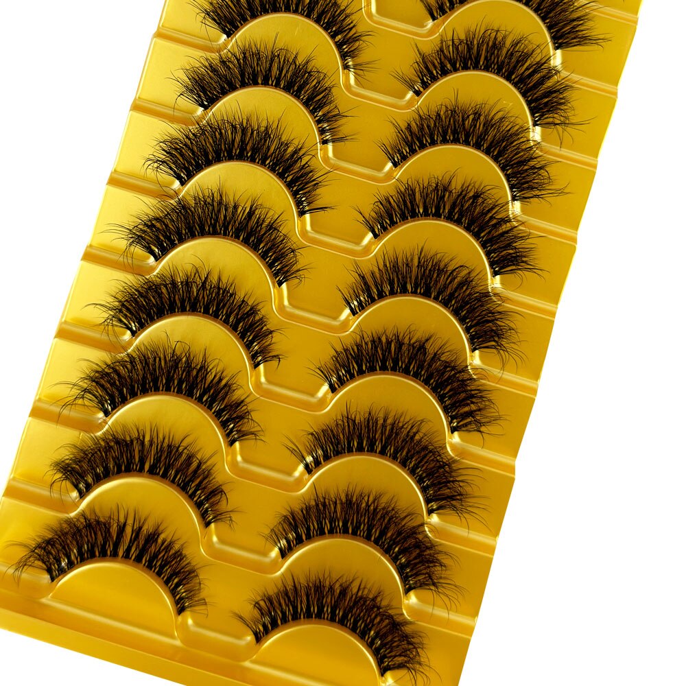 Manga Lashes 10 Pairs cosplay 3D Faux Mink Lashes Natural short Full Strip Lashes Clear Band Natural Eyelashes Extension