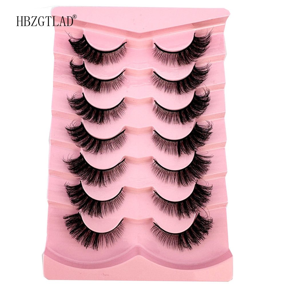 Cat Eye Fluffy lashes Faux Mink Eyelashes Long 7 Pairs Fluffy Mink Lashes Dramatic Volume lashes Extension