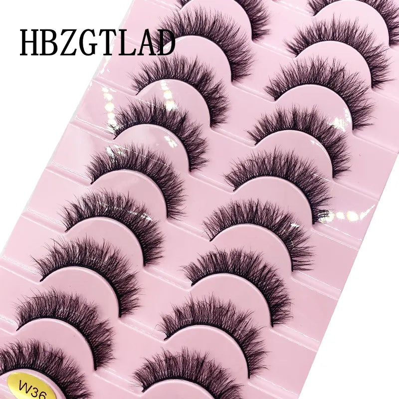 Fluffy 10 Pairs Faux Mink False Eyelashes Natural Long Lashes Crisscross Wispy Fake Eyelashes Extension
