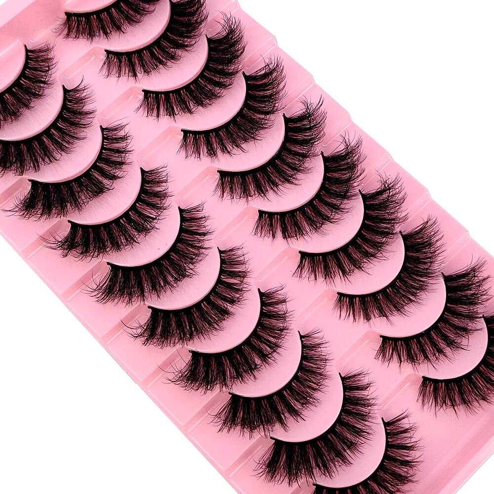 10Pairs 3D Faux Mink Hair False Eyelashes Natural Messy Eyelash Crisscross Wispy Fluffy Lashes Extension Big Eye Fake Lashes