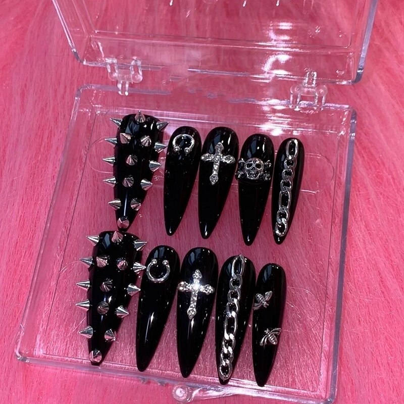 Handmade Purple Glitter Rhinestone Butterfly Fake Nail With Glue Bling Press On Nails Y2K Reusable Coffin False Nails Tips Gift