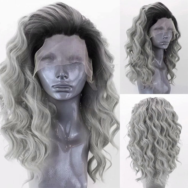 Synthetic Lace Front Wigs Short Bob Wig for Women Silver Brown Pink Blue Color Cosplay Short Wig