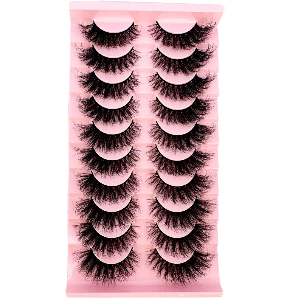 10Pairs False Eyelashes 6D Super Fluffy Wispy Faux Mink Eyelashes Cat Eye Dramatic Lashes Eyelash Extension