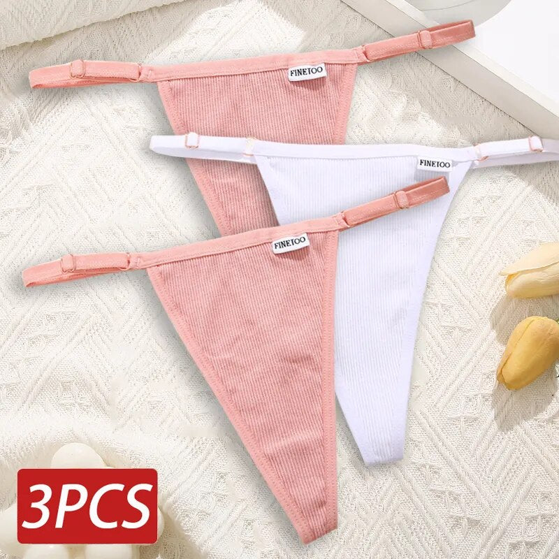 Cotton Sexy Thongs Adjustable Women's Panties Soft Panties Low Waist Seamless Thongs Woman Lingerie Tangas Mujer S-XL