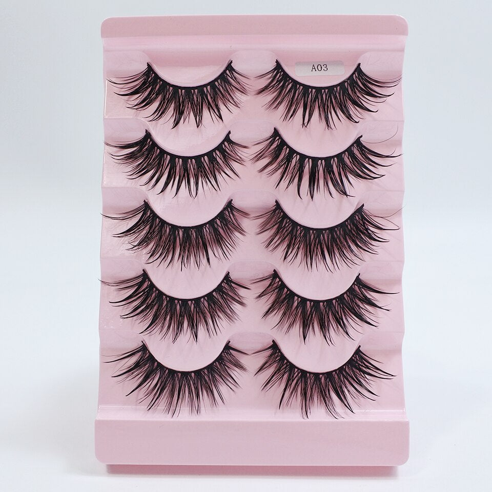 Eyelashes 5 Pairs Soft Natural Mink Lashes Manga Lashes