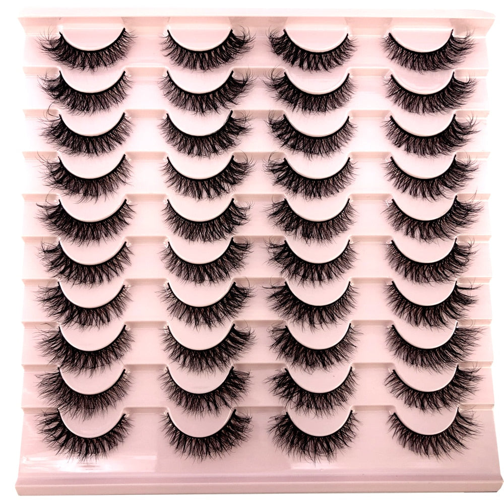 20 pairs 3D Mink Eyelashes Thick Natural False Eyelashes Crisscross Fake Eyelashes