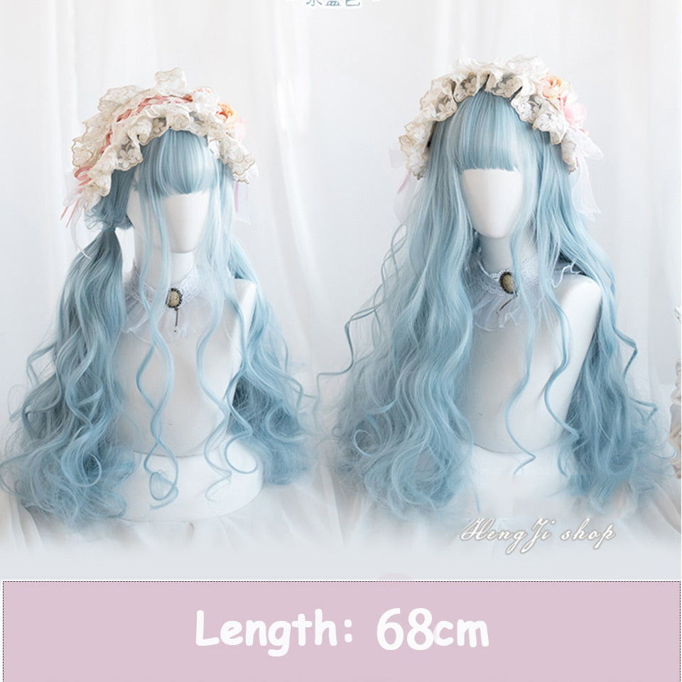 Synthetic Long Wavy Women Light Pink Gradient Mixed Color Lolita Cosplay Heat Resistant Party Wig