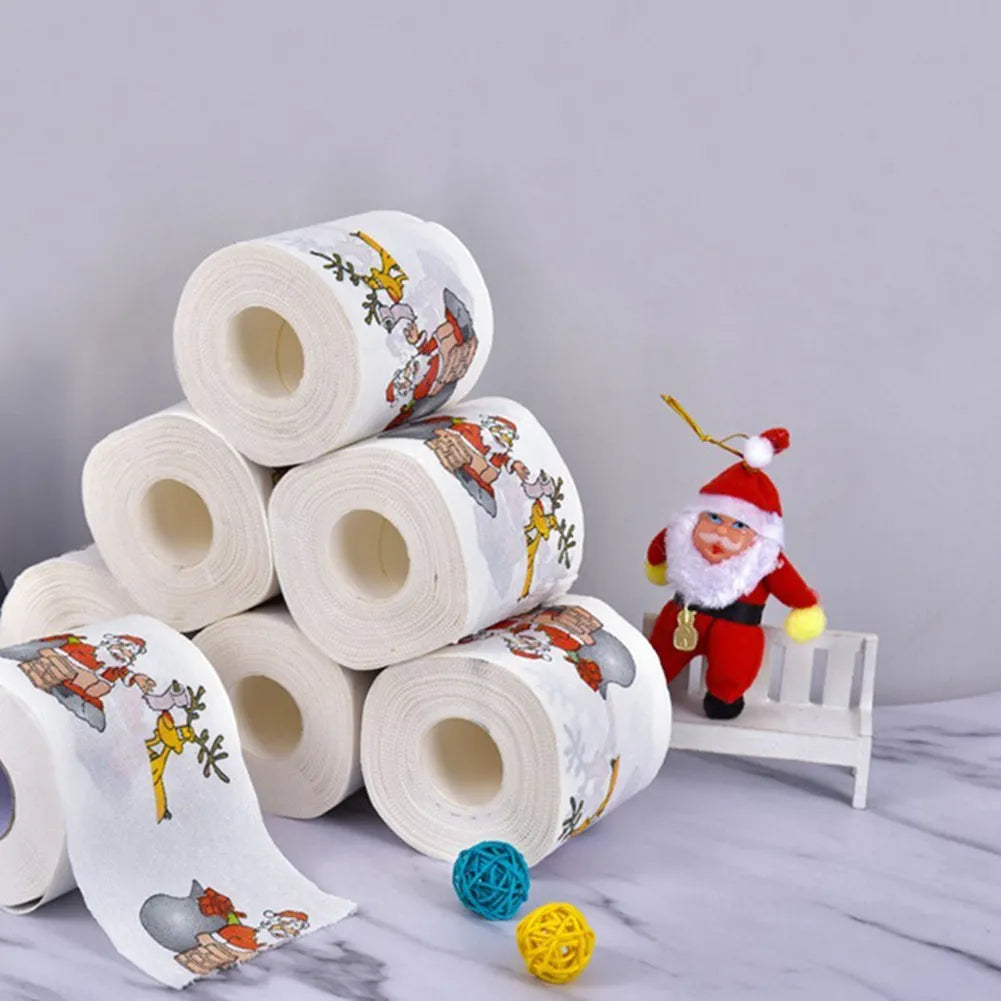 Christmas Pattern Series Roll Paper Christmas Decorations Prints Cute Toilet Paper Christmas Decorations For Home