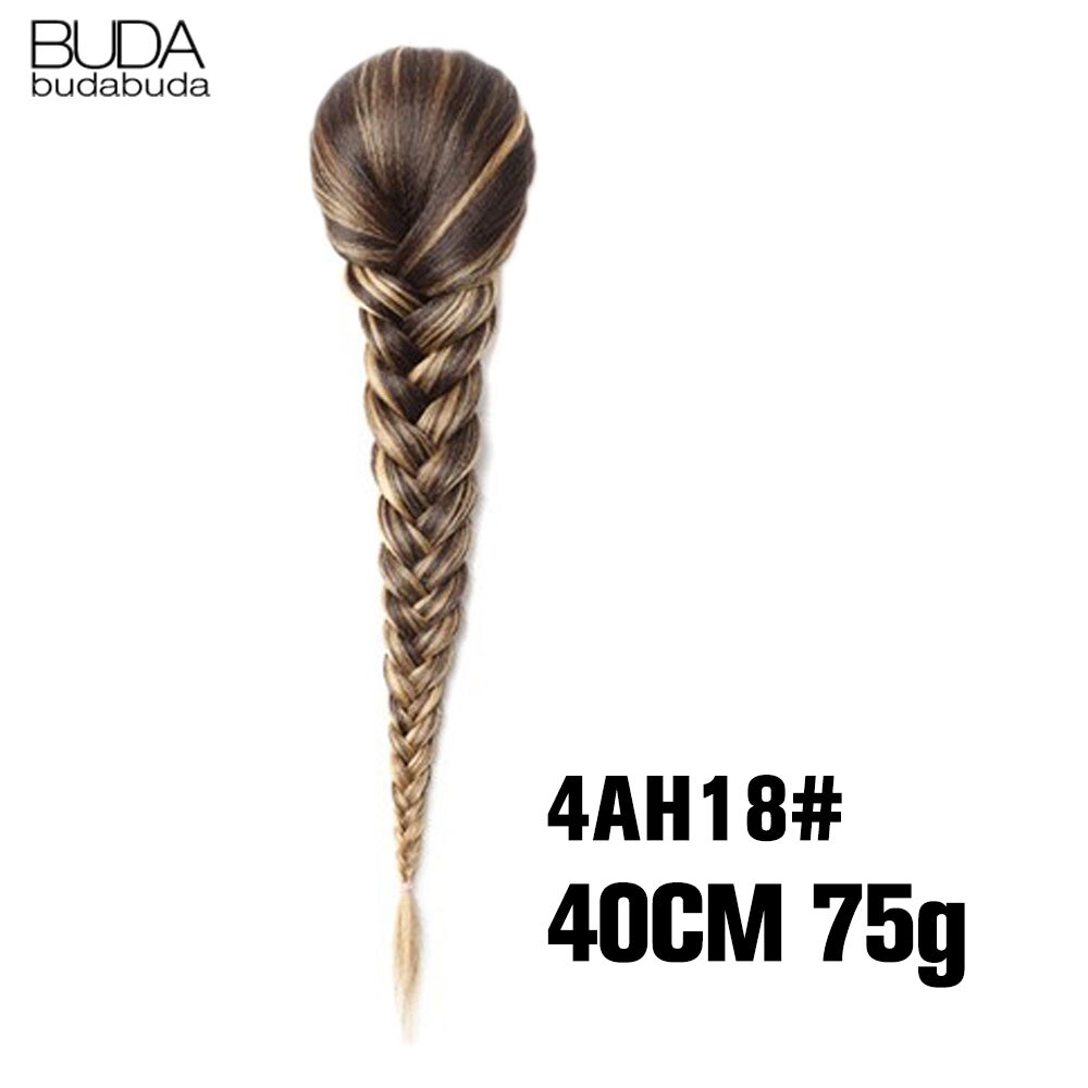 Synthetic Braided Plaited Fishtail Fishbone Drawstring Ponytail 20Inch Long Ombre Blonde Pink Hair Extensions For Women