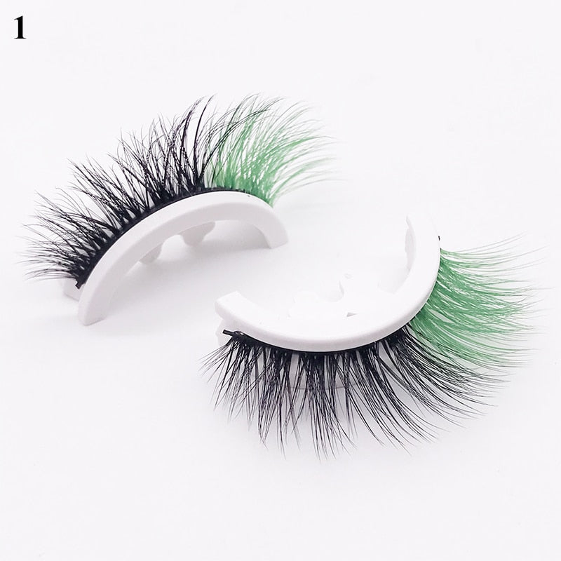 1 pair Self-adhesive False Eyelashes Glue Free 3D Strip Reusable Lashes Extension 3 Seconds To Wear Faux Mink Eyelash