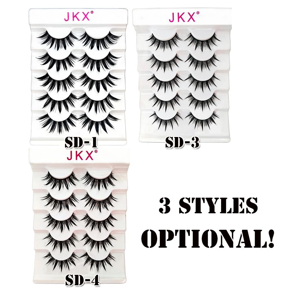 5 Pairs Wet Eyelashes 3D Faux Mink Eyelashes Thai Eyelashes Handmade Craft Long Fluffy Lashes Eye Cruelty-free