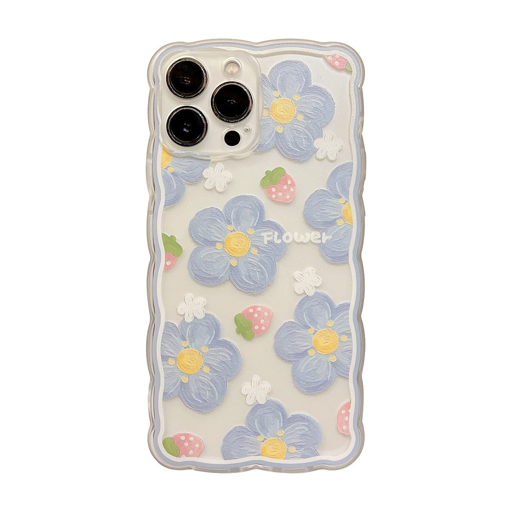 Retro sweet summer oil painting flower transparent Phone Case For iPhone 14 13 11 12 Pro Max XR Xs Max 7 8 Plus Case Cute Cover