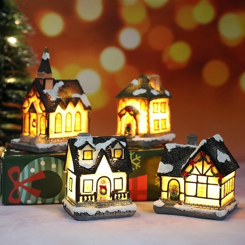 Christmas decoration LED micro -landscape resin house desktop decoration festive gift