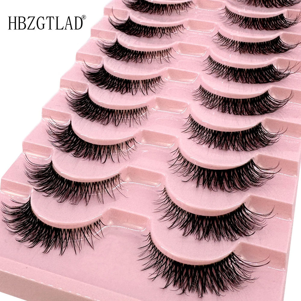 10 Pairs3D Mink Invisible Lash Handmade Crisscross Eyelashes Clear Band Soft Strip Eyelash Natural Long Wispy False Lashes