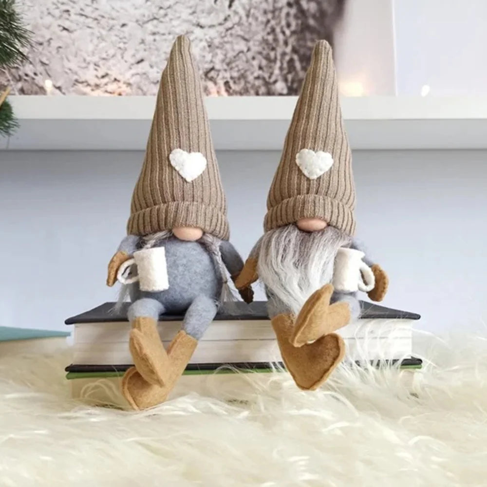 Gnomes Doll Holding Coffee Faceless Dwarf Doll Home Kitchen Coffee Bar Table Decoration Christams Decoration New Year Gift