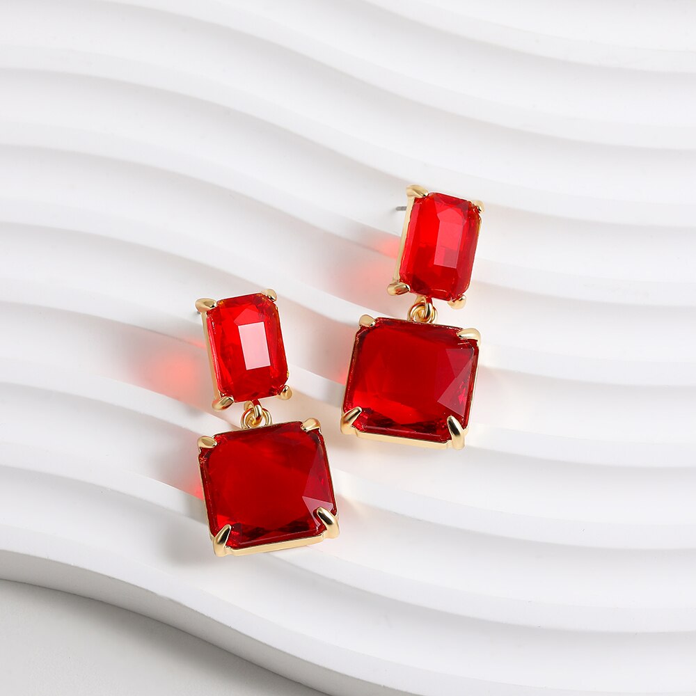 Transparent Resin Pendant Hanging Earring Bohemia Trendy Geometric Square Acrylic Drop Dangle Earrings Jewelry