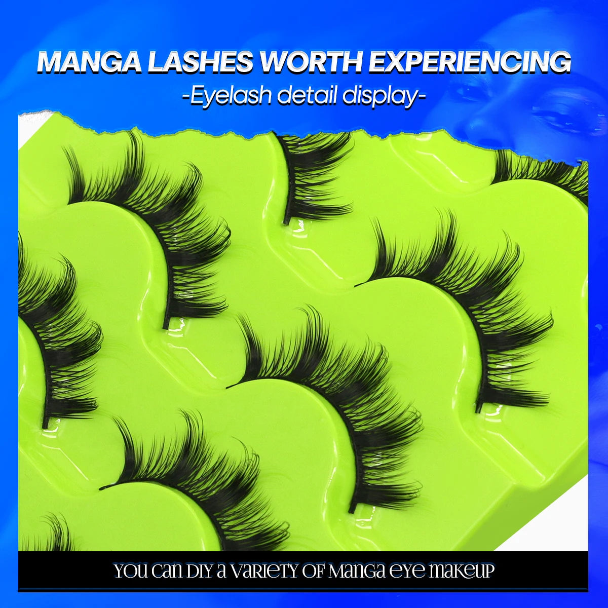 Manga Lashes 5 pairs Eyelashes 3D Natural False Lashes Fluffy Soft Cross Winged Natural Realistic Eyelash Extension