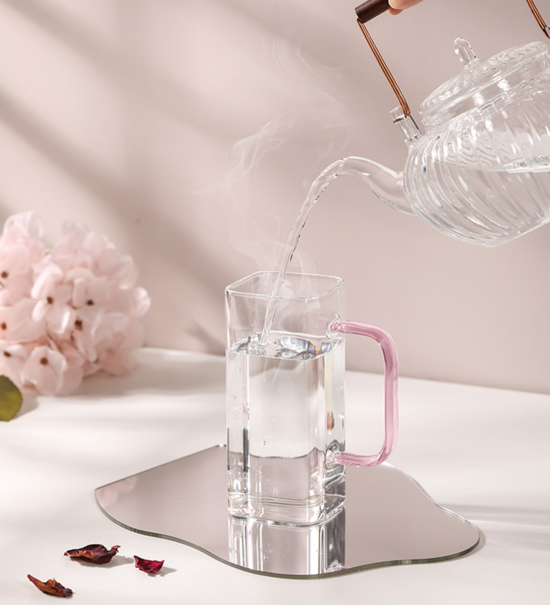 400ml Square Glass Mug Breakfast Milk Coffee Cup Microwave Safe Transparent Beer Mug Coffee Mug Drinkware Glass