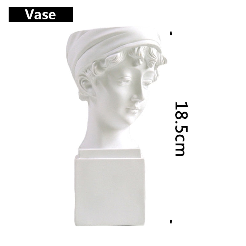 Modern Nordic Style Creative Portrait Vase Human Head Flower Vases Decorative Ornaments Resin David Home Flowers Art Decor