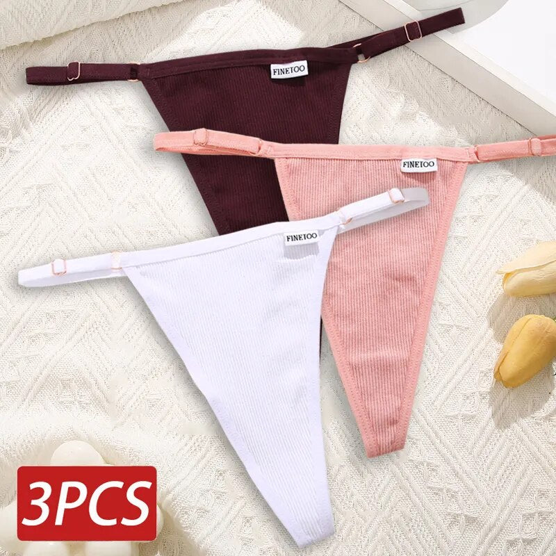 Cotton Sexy Thongs Adjustable Women's Panties Soft Panties Low Waist Seamless Thongs Woman Lingerie Tangas Mujer S-XL