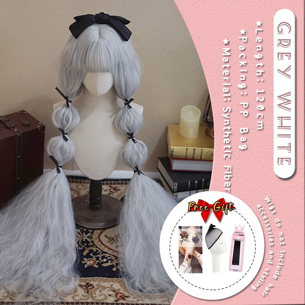 Extra Long Curly Hair with Bangs Cosplay Party Lolita Synthetic Wigs Heat Resistant Fiber