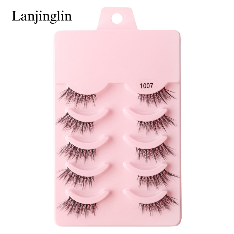 Half Eey Lashes 3/5/10 Pairs Faux Mink Lashes Natural False Eyelashes Wispy Fluffy Eyelash Extension