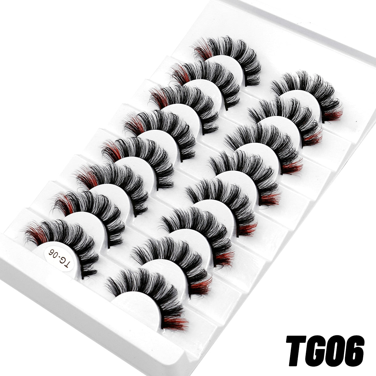 5/8pairs Colored Eyelashes Wispy Mink Lashes Natural Fluffy Cat Eye Lashes Strip 5D False Eyelashes