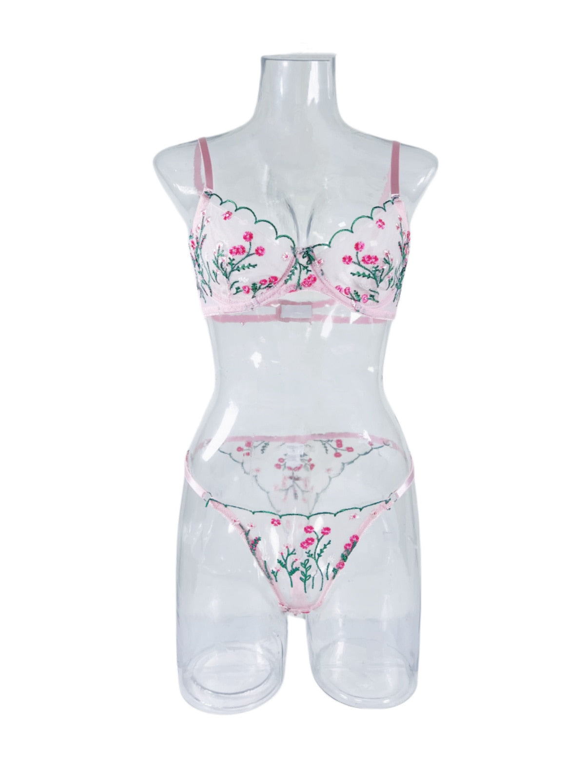 Fancy Lingerie Sexy Floral Brief Sets Delicate Lace Set Women 2 PIece Seamless Matching Outfits Sissy Tulle Erotic Sets
