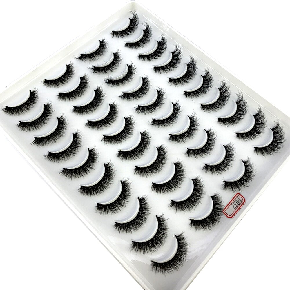 20 Pairs Fake Eyelashes Natural Cils Thick False Eyelashes Cross Eye Lashes Reusable Eyelash Curler