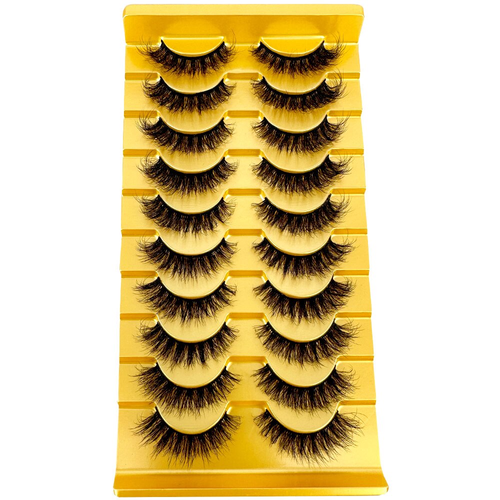 10Pairs False Eyelashes 6D Super Fluffy Wispy Faux Mink Eyelashes Cat Eye Dramatic Lashes Eyelash Extension