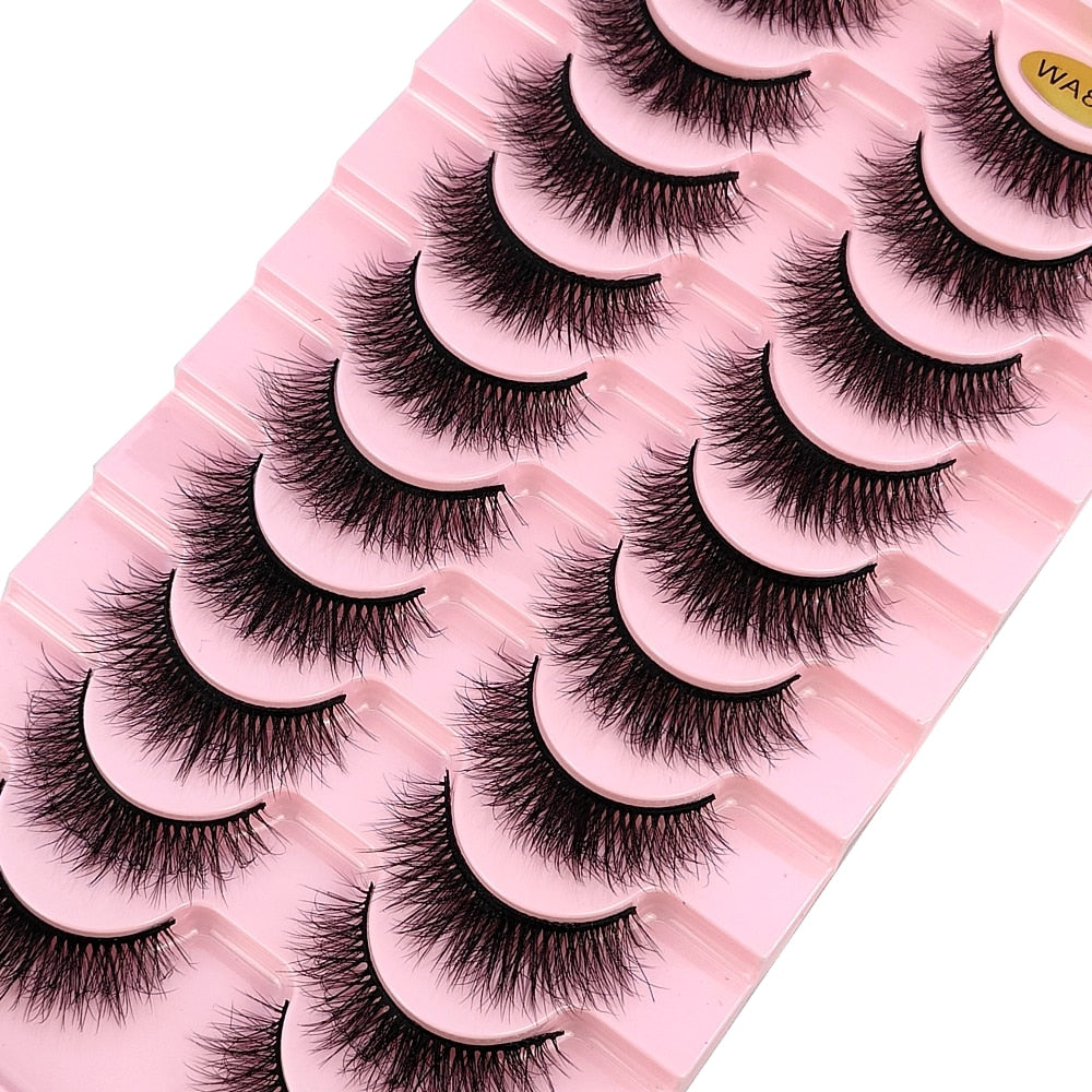 10Pairs 3D Faux Mink Hair False Eyelashes Natural Messy Eyelash Crisscross Wispy Fluffy Lashes Extension Big Eye Fake Lashes