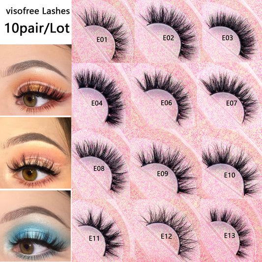 3D Mink Lashes 10pairs/lot Mink False Eyelashes Wispy Luxury Lashes Reusable Fluttery Fake Eyelashes 16mm