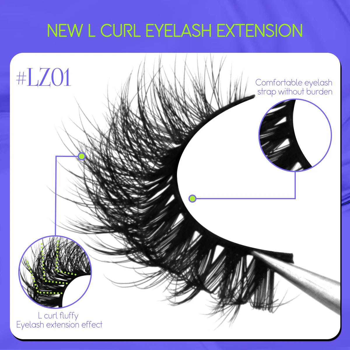 5 Pairs L Curl Lashes Faux Mink Lashes 3D Mink Eyelashes Reusable Fluffy Eyelash Extension