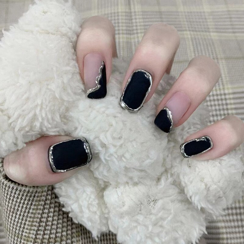 24Pcs False Nails Coffin Almond Artificial Fake Nails with glue Full Cover Nail Tips Press On Nails Manicure