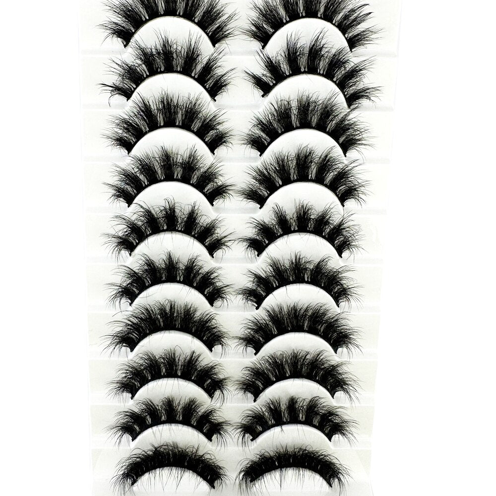 10Pairs False Eyelashes 6D Super Fluffy Wispy Faux Mink Eyelashes Cat Eye Dramatic Lashes Eyelash Extension