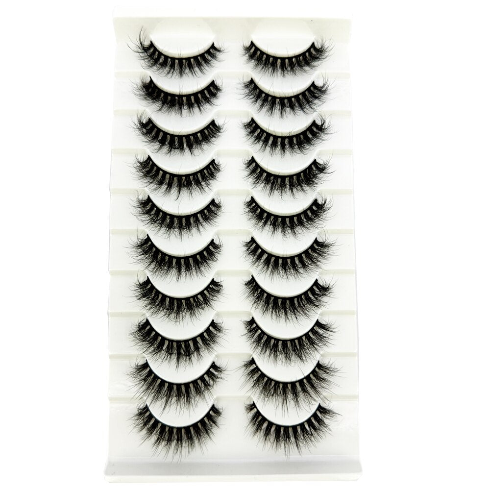 10Pairs False Eyelashes 6D Super Fluffy Wispy Faux Mink Eyelashes Cat Eye Dramatic Lashes Eyelash Extension
