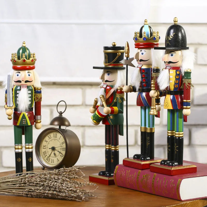 1PCS Christmas Nutcracker Creative Handicrafts Gift Christmas Decorations Home Ornament Soldier Doll Wooden Vintage Puppet