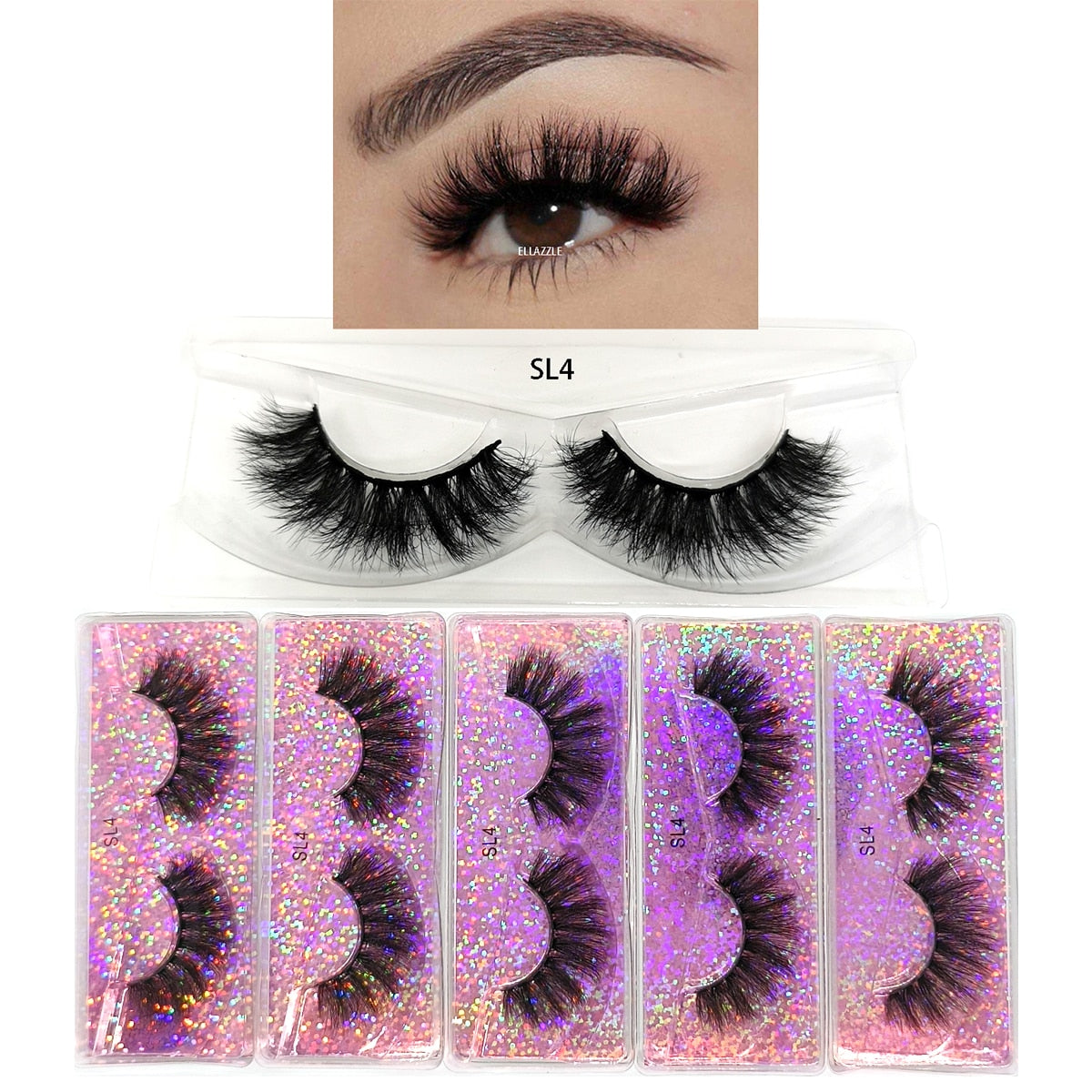 5 Pairs 3D Mink Lashes Fluffy Soft Wispy Natural Cross Eyelash Extension Reusable Lashes