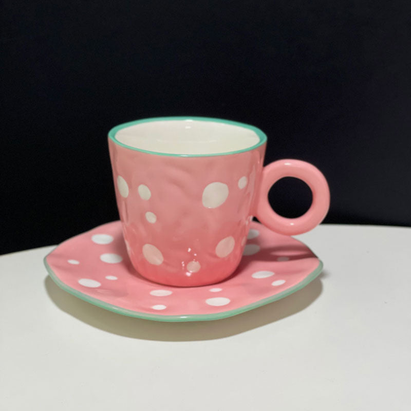 Japanese Hand Painted The Blue Sky and White Clouds Coffee Cup With Saucer Ceramic Handmade Tea Cup Saucer Set Cute Gift For Her