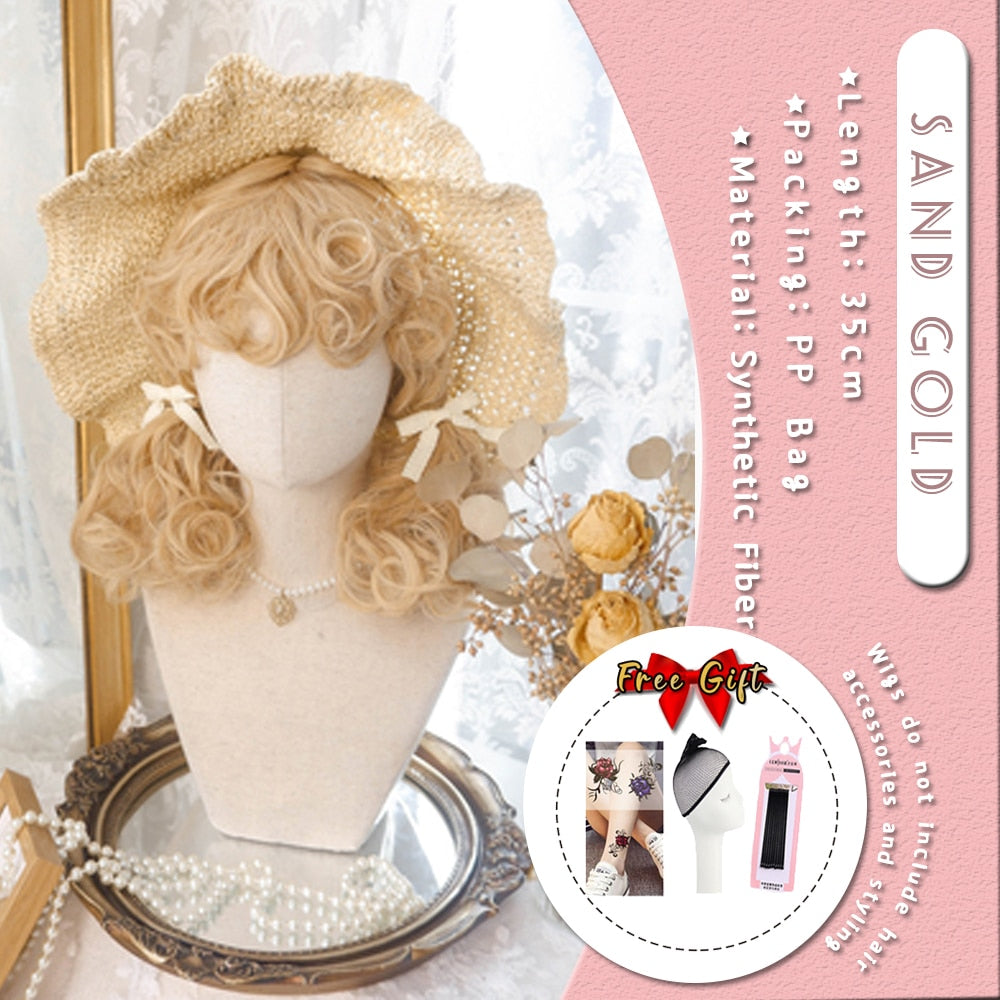 Extra Long Curly Hair with Bangs Cosplay Party Lolita Synthetic Wigs Heat Resistant Fiber