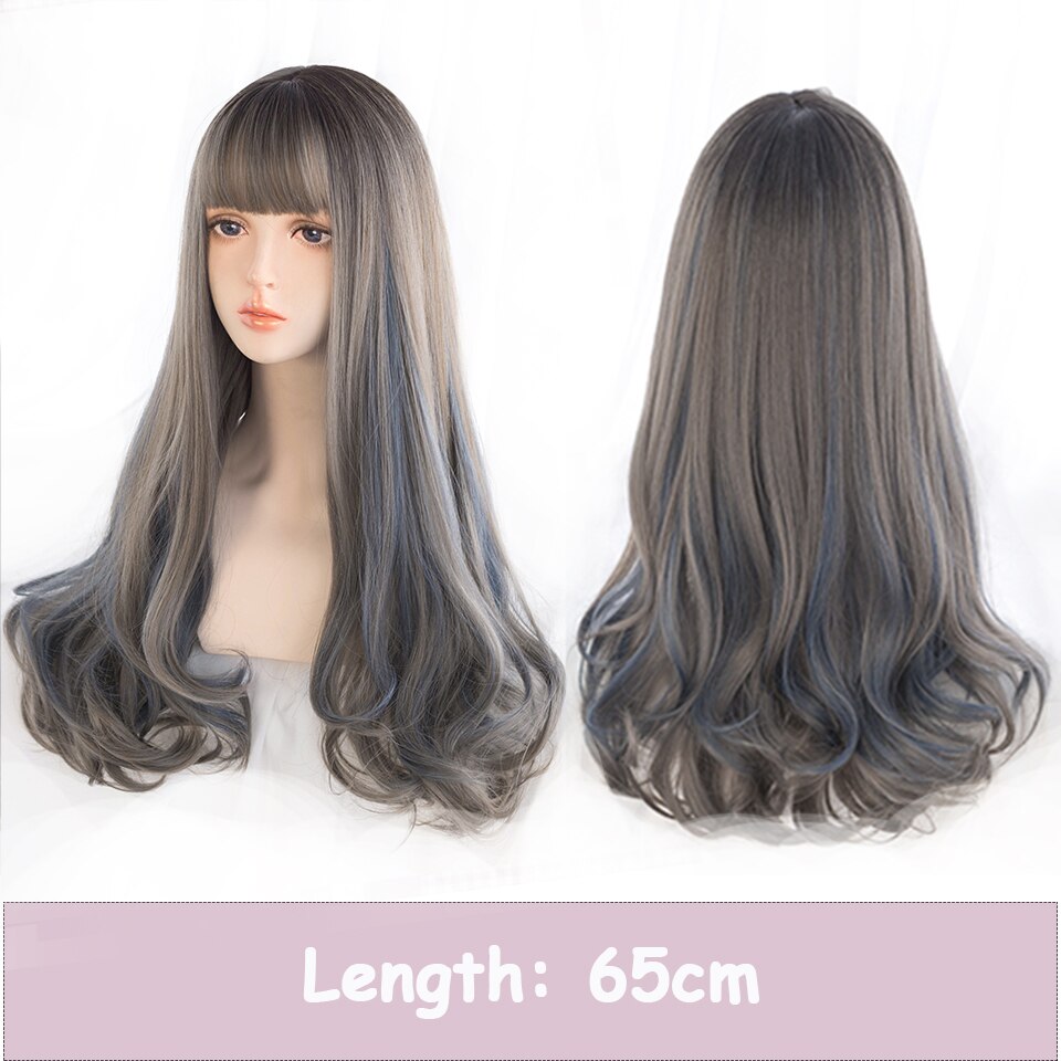 Synthetic Long Wavy Women Light Pink Gradient Mixed Color Lolita Cosplay Heat Resistant Party Wig