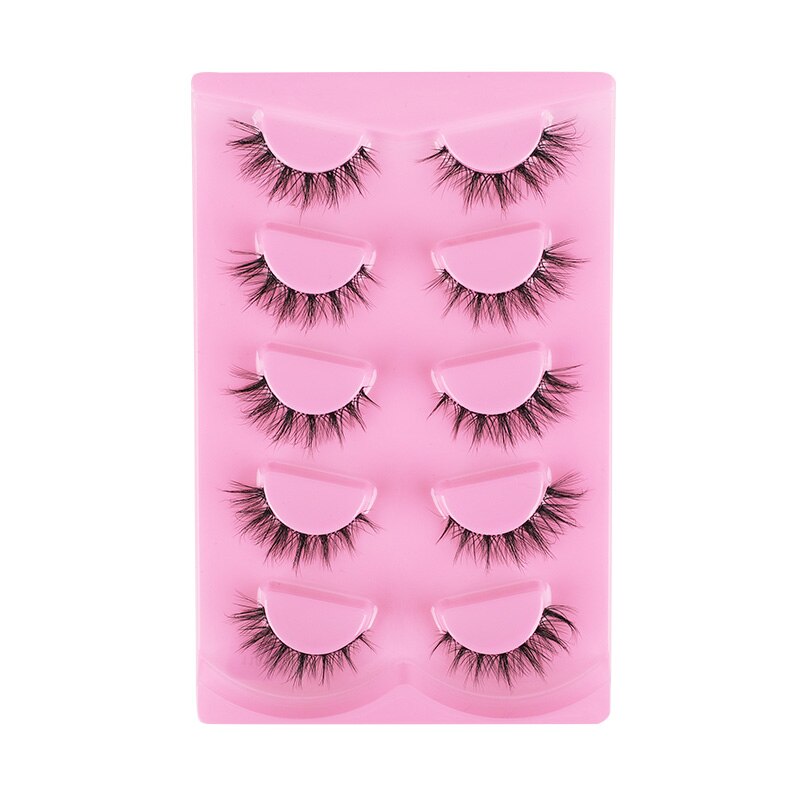 5pairs Lashes Manga Lashes 3D Clear Band Lashes Natural Look Wispy Mink Eyelashes Fluffy Cat Eye Lashes individual Eyelashes