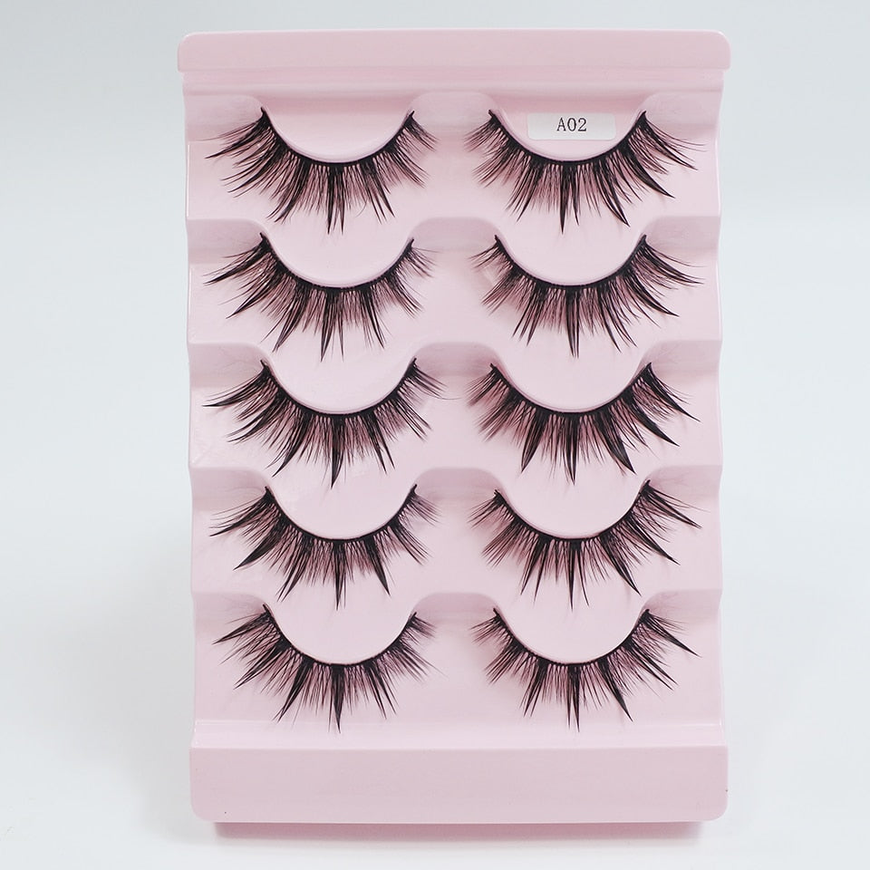 Eyelashes 5 Pairs Soft Natural Mink Lashes Manga Lashes