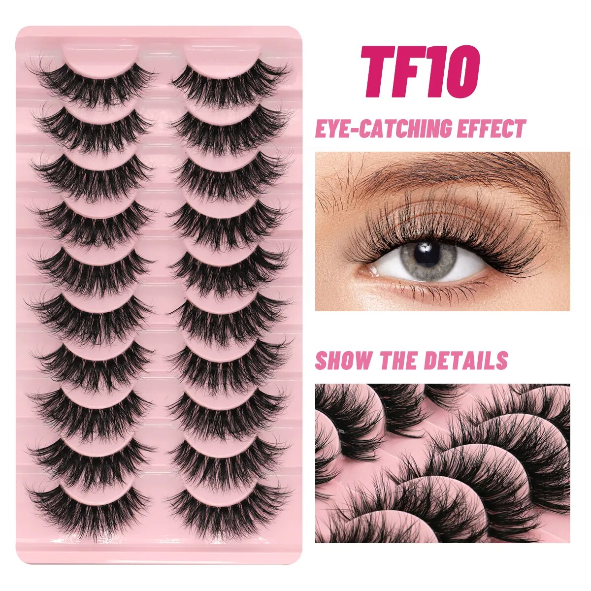 Clear Eyelash Manga  Lashes False 5/10 Pairs Eyelashes Cat-Eye Natural Fluffy 3D Faux Mink Lashes Wispy Lashes