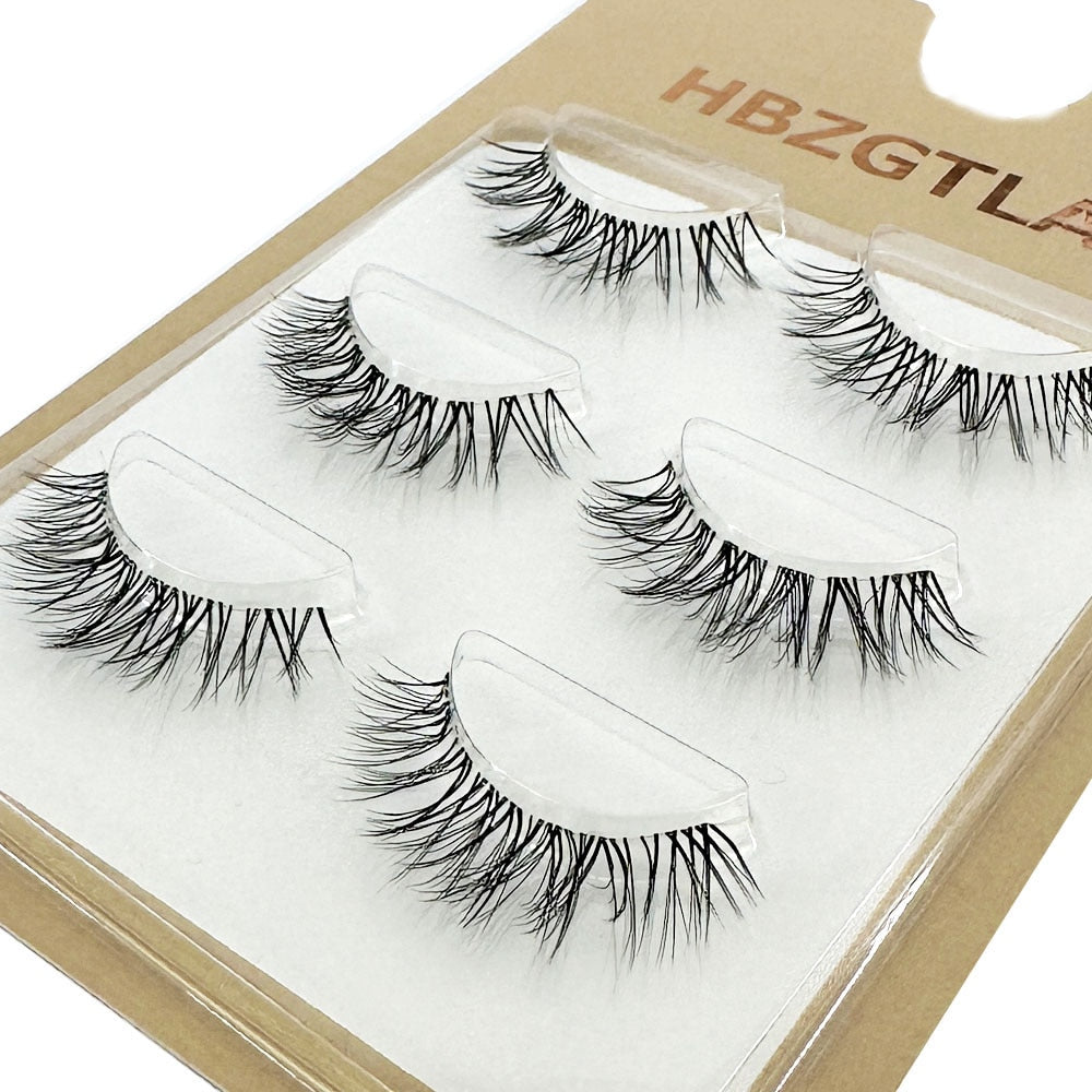 Mink Eyelashes 3 pair reusable false eyelashes invisible band