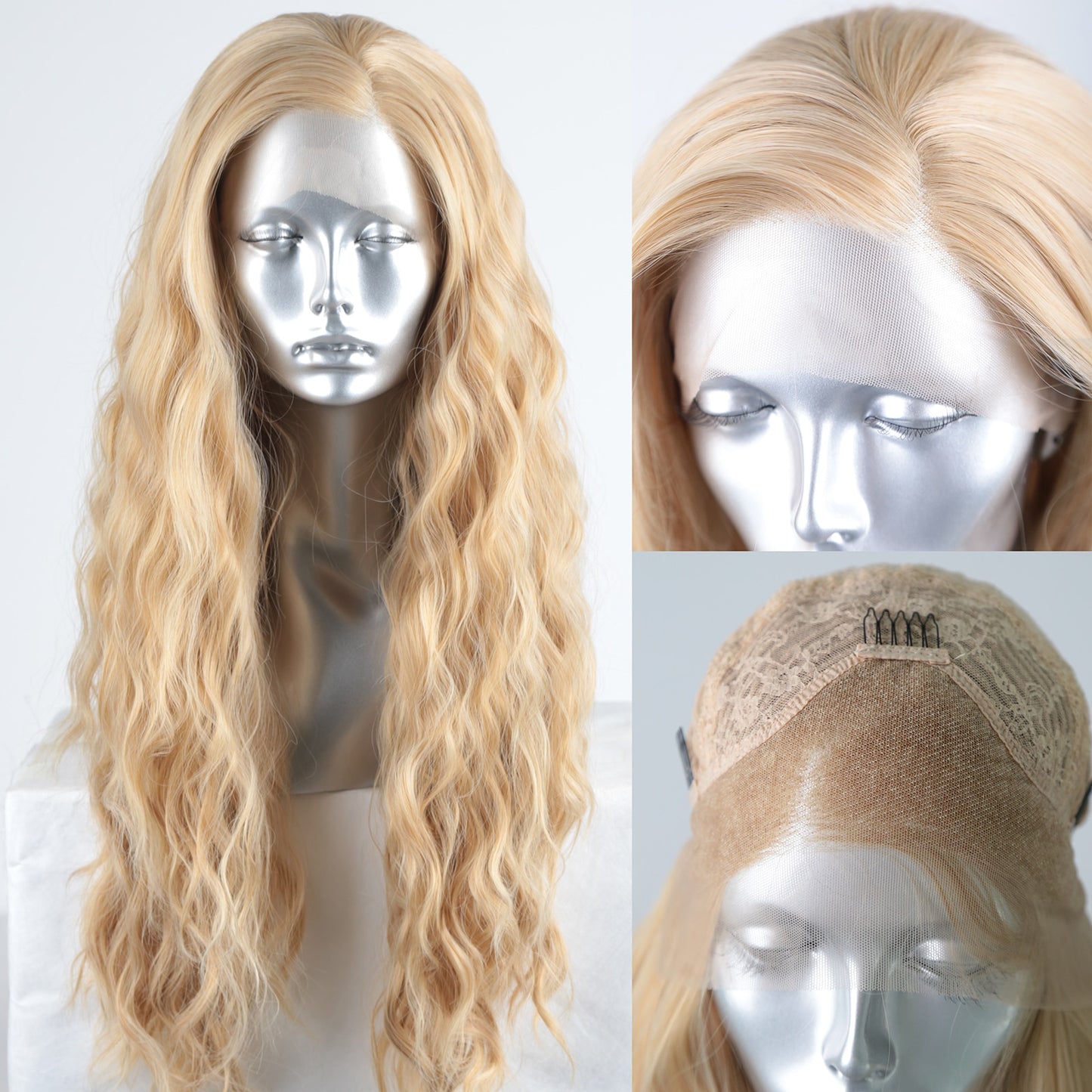 Mix Blonde Lace Front Wigs for Women Heat Resistant Synthetic Wig Glueless Natural Hairline Long Loose Wave Daily Use Wig