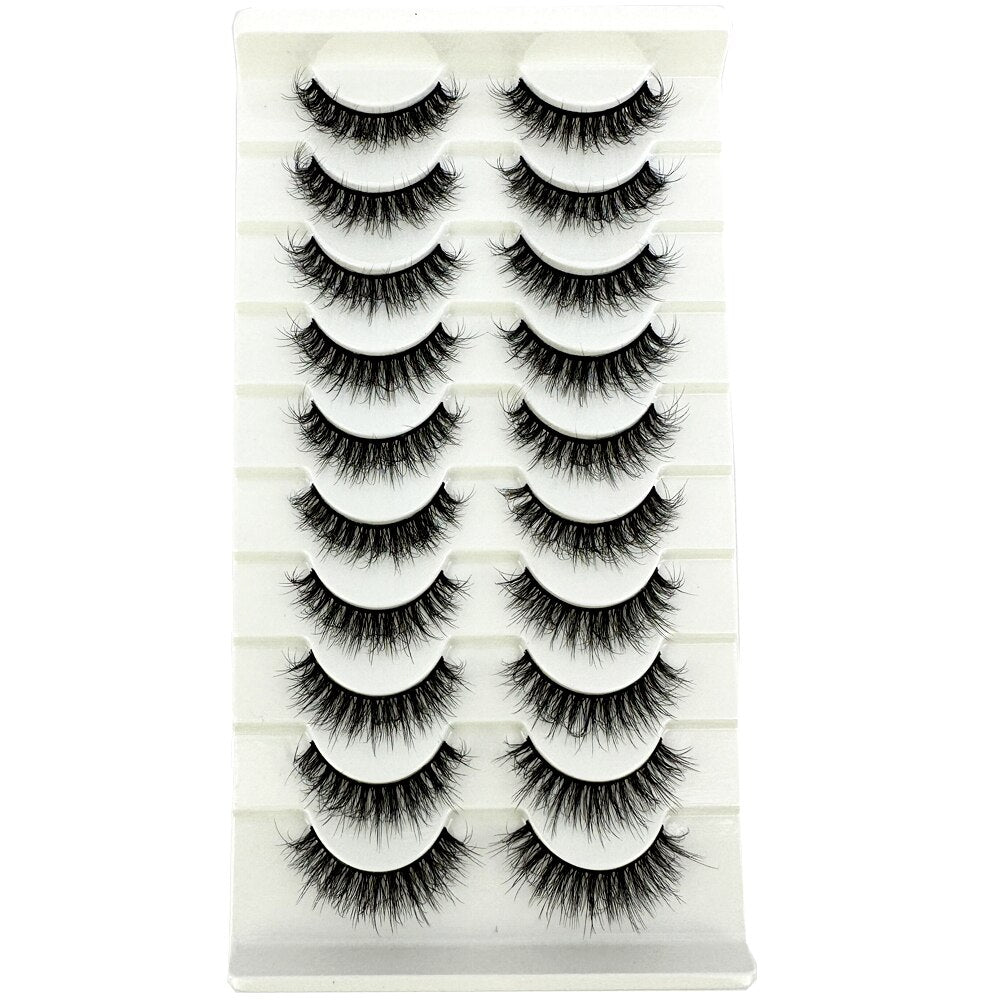 10Pairs False Eyelashes 6D Super Fluffy Wispy Faux Mink Eyelashes Cat Eye Dramatic Lashes Eyelash Extension